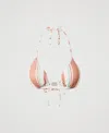 Twinset Striped Triangle Bikini Top In Pink