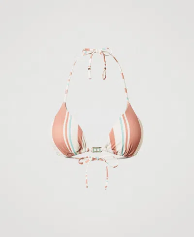 Twinset Haut De Maillot De Bain Triangle Rayé In Pink