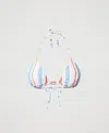 Twinset Striped Triangle Bikini Top In Blue