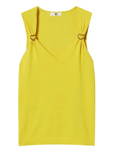 Twinset Heart-buckle Detailing Tank Top In Yellow