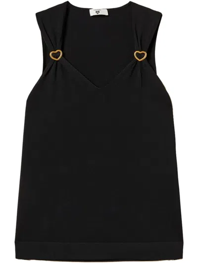 Twinset Heart-detail Top In Black