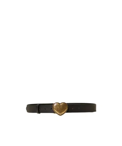Twinset Heart-buckle Leather Belt In Black