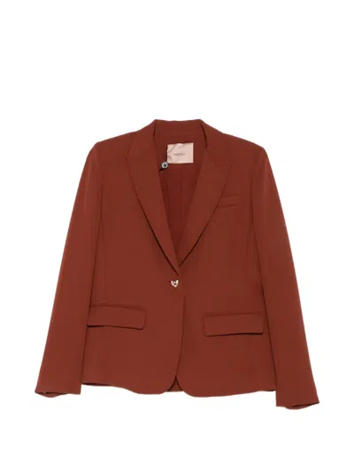 Twinset Heart-button Blazer In Brown