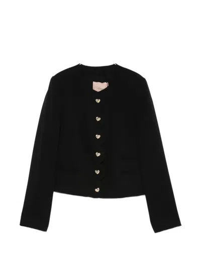 TWINSET HEART-BUTTON SCALLOPED JACKET
