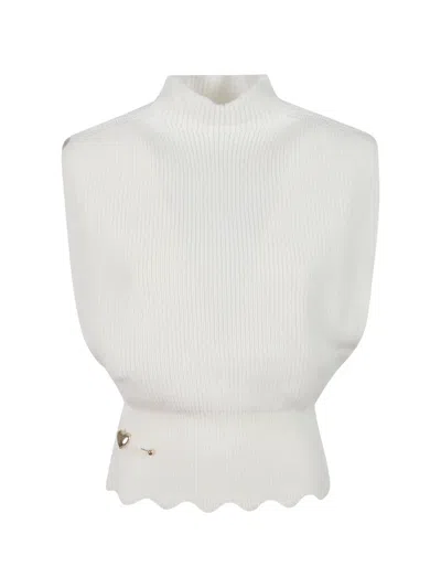 Twinset Heart-motif Scalloped-hem Vest In White