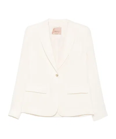 Twinset Single-breasted Blazer With Heart Pattern In White