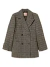 Twinset Herringbone Double-breasted Coat In Brown