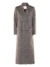 Twinset Herringbone Double-breasted Coat In Gray