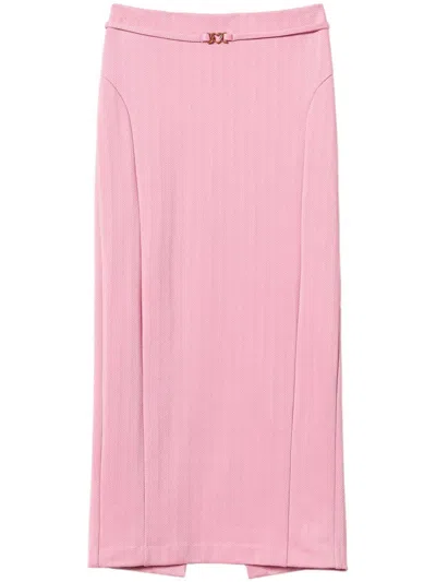 Twinset Herringbone Jacquard Midi Skirt In Pink