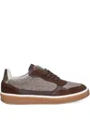 Twinset Herringbone Panelled Sneakers In Brown