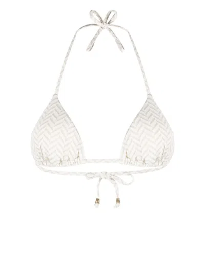 Twinset Herringbone-pattern Bikini Top In White