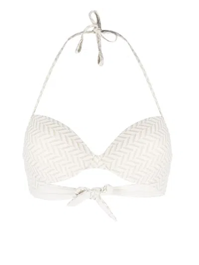 Twinset Herringbone-pattern Bikini Top In White