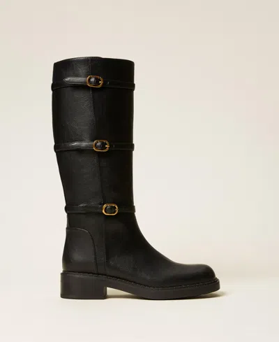 Twinset High Boots With Buckles In Multi