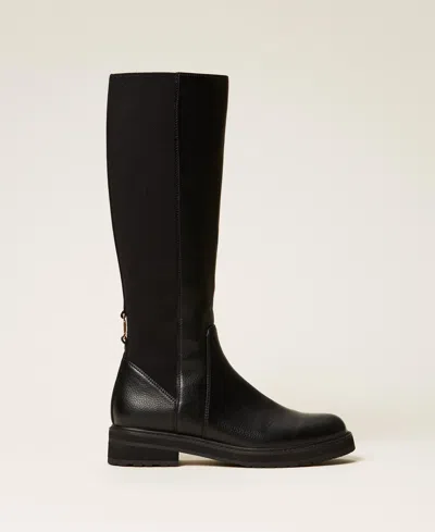 Twinset High Boots With Elastic In Black
