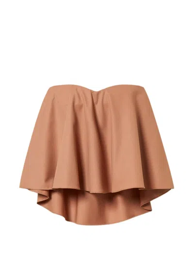 Twinset High-low Strapless Top In Brown