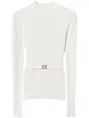 Twinset High-neck Belted Sweater In Neutrals