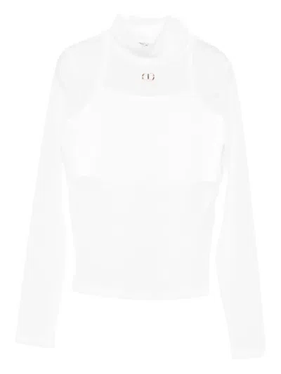 Twinset Kids' High-neck Logo-plaque T-shirt In White