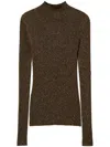 Twinset High-neck Lurex Sweater In Brown