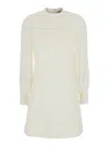 Twinset White Dress With Logo Plaque On The Back And Openwork Detail On The Cuffs