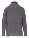 Twinset High Neck Relaxed-fit Sweater With Ribbed Detailing In Gray