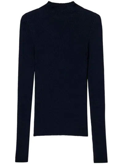 Twinset High-neck Seamless Sweater In Classic Blue
