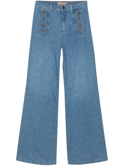 Twinset High-rise Flared Jeans In Blue