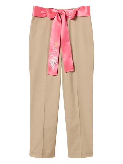 Twinset High-rise Tailored Trousers In Neutral