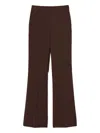Twinset High-waist Wide-leg Trousers In Soft Fabric Blend In Brown