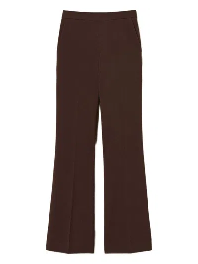TWINSET HIGH-WAIST WIDE-LEG TROUSERS IN SOFT FABRIC BLEND