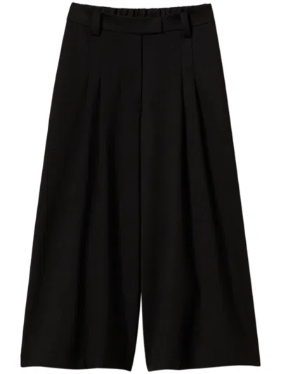Twinset High-waisted Cropped Trousers In Black