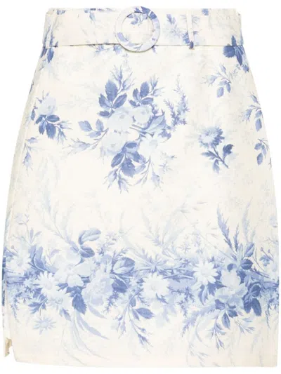 Twinset Toile De Jouy Printed Mini Skirt In Blue