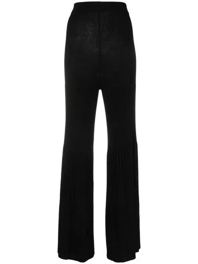 Twinset High-waisted Wide-ribbed Trousers In Schwarz