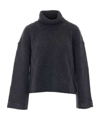 Twinset High-neck Knit Sweater In Black