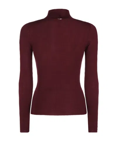 Twinset High-neck Long-sleeve Knit Sweater With Vertical Half-ribbing In Multi