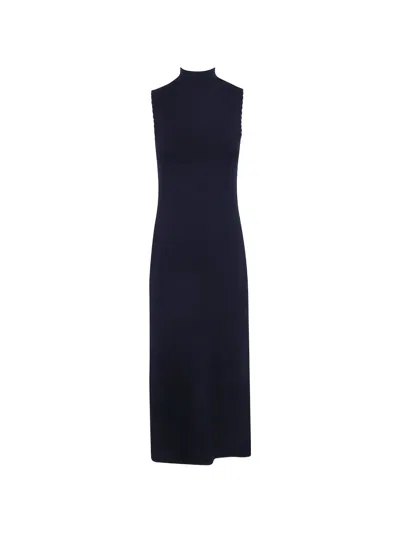 Twinset High-neck Sleeveless Midi Dress In Black