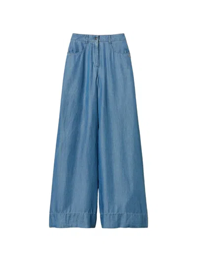 Twinset High-rise Palazzo Pants In Blue