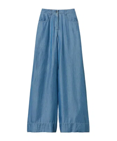 Twinset High-rise Palazzo Pants In Blue