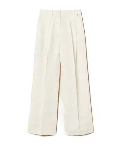 Twinset High-rise Palazzo Pants In White
