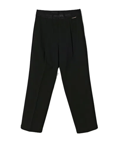 Twinset High-waisted Casual Pants In Black