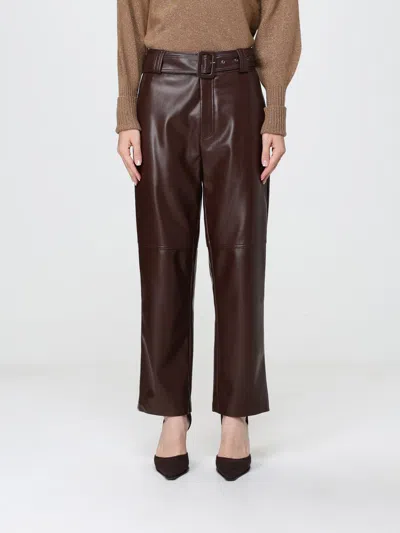 Twinset High-waisted Straight-leg Cropped Faux Leather Pants In Brown
