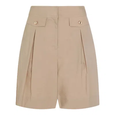 Twinset High-waisted Tailored Shorts With Pleats And Flap Pockets In Nude