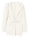 Twinset Hooded Belted Blazer In White