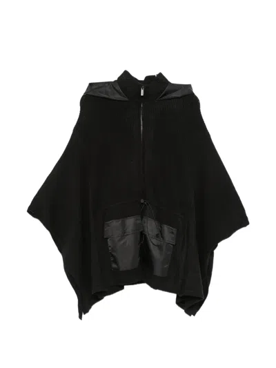 Twinset Hooded Drawstring Poncho In Black