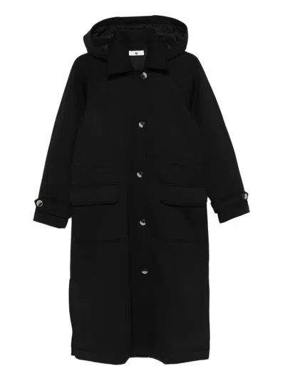 Twinset Hooded Patch-pocket Coat In Black