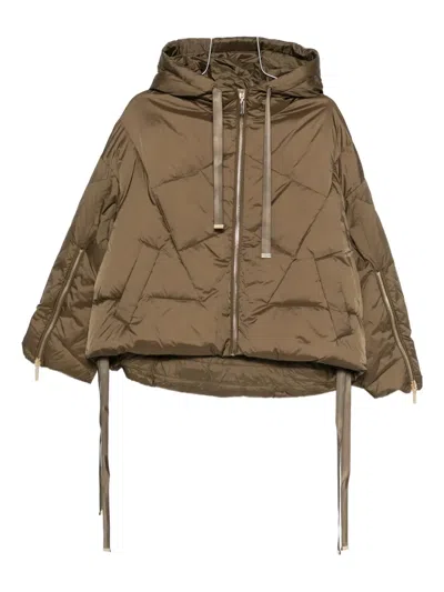 Twinset Hooded Quilted Puffer Jacket In Brown