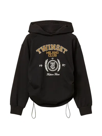 Twinset Hoodie With Logo Print In Black