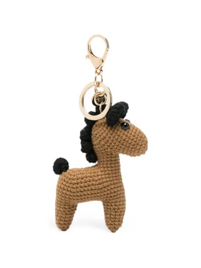 Twinset Horse-motif Keyring In Brown