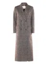 Twinset Houndstooth Double-breasted Coat In Brown