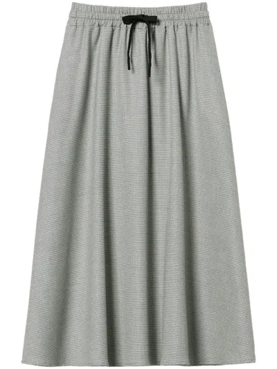 Twinset Houndstooth Midi Skirt In White