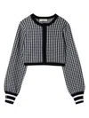 Twinset Houndstooth-pattern Knit Jacket In Black